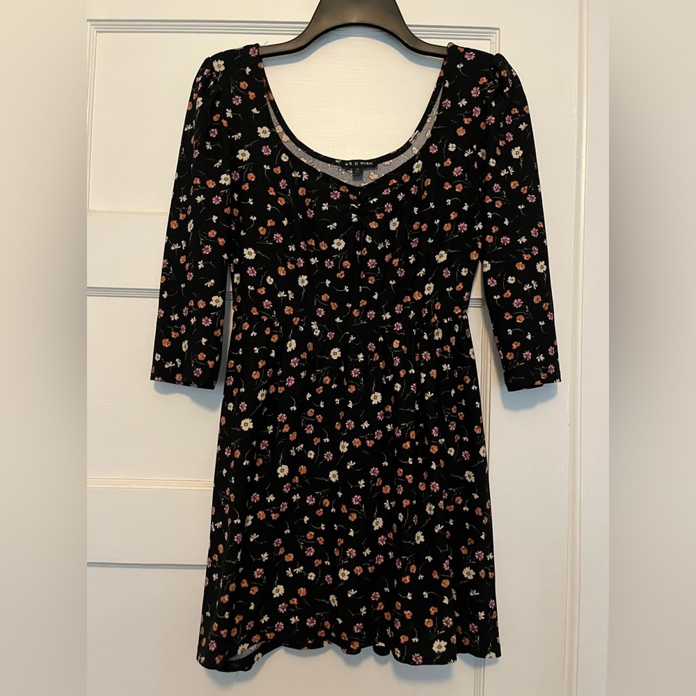 Super cute black floral mini dress.